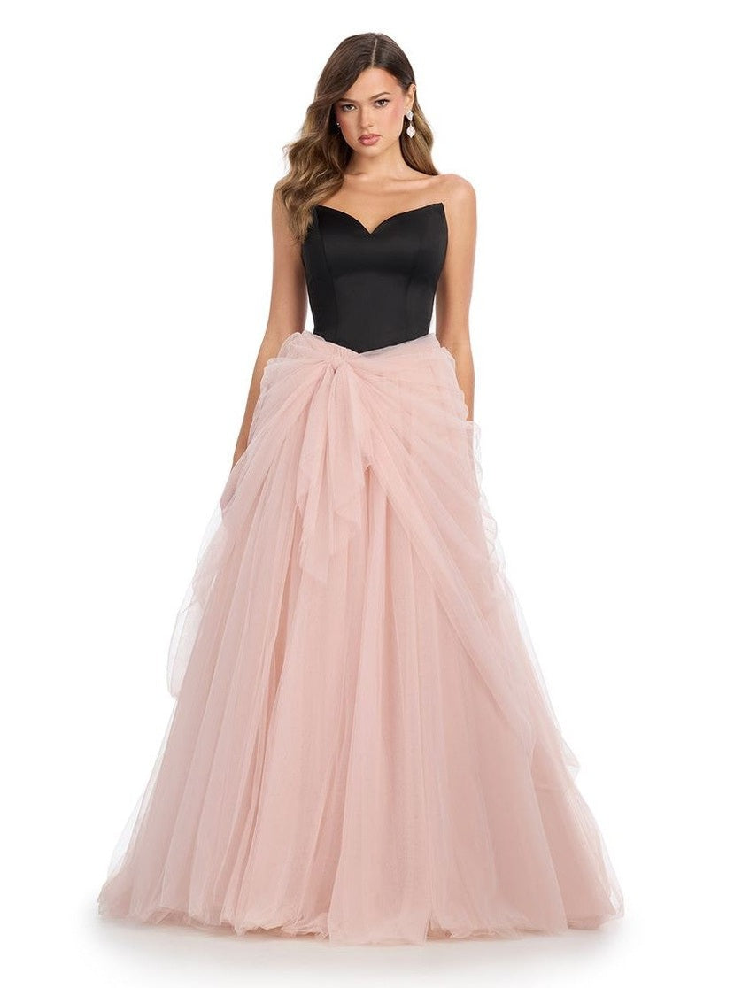 Tulle Ball Gown with Satin Bustier