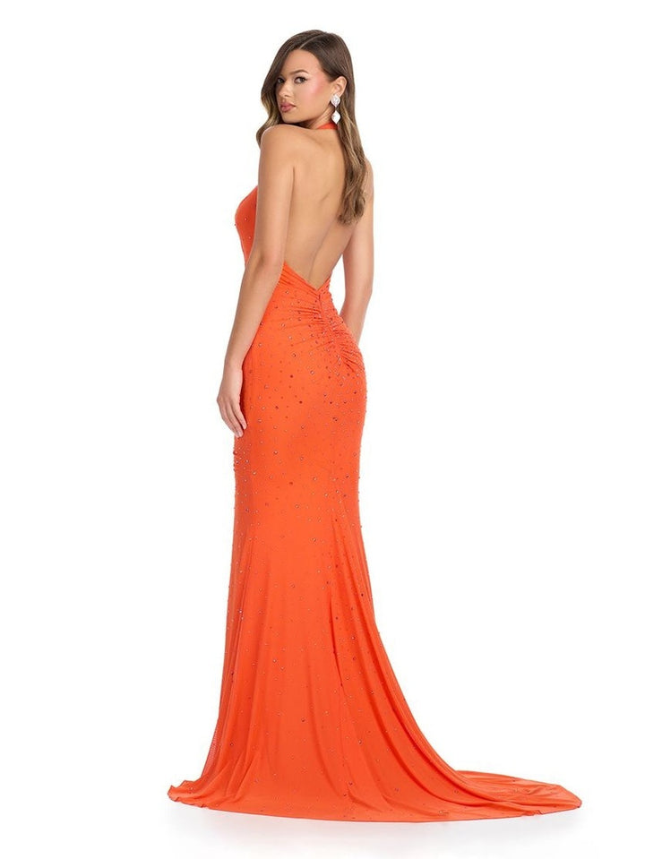 Fitted Gown with Halter Neckline & Open Back
