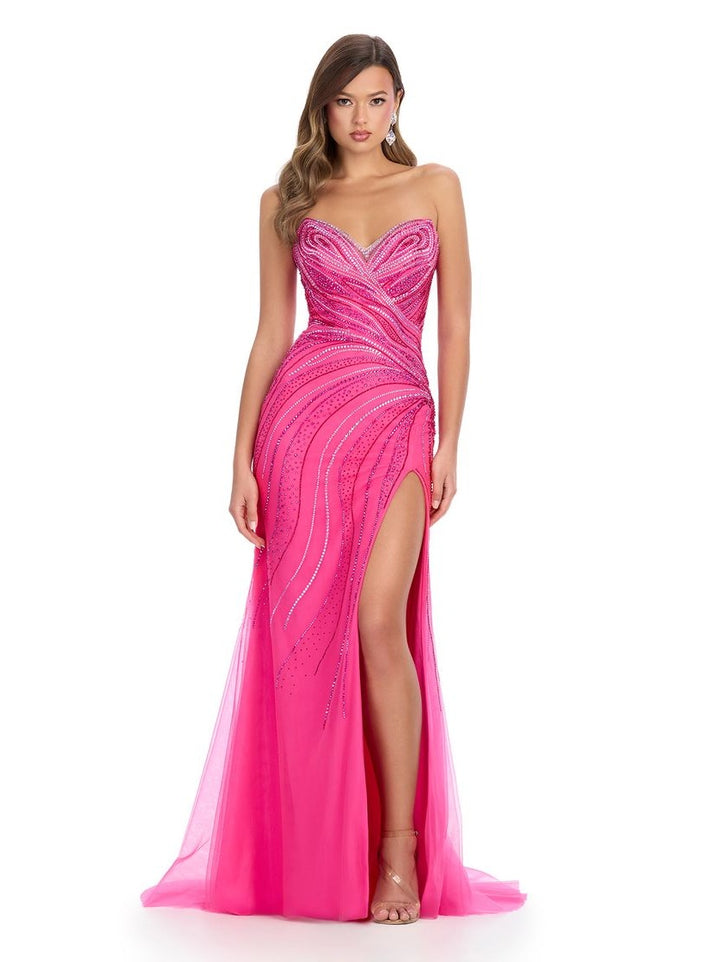 Strapless Gown with Sweetheart Neckline & Press On Stones