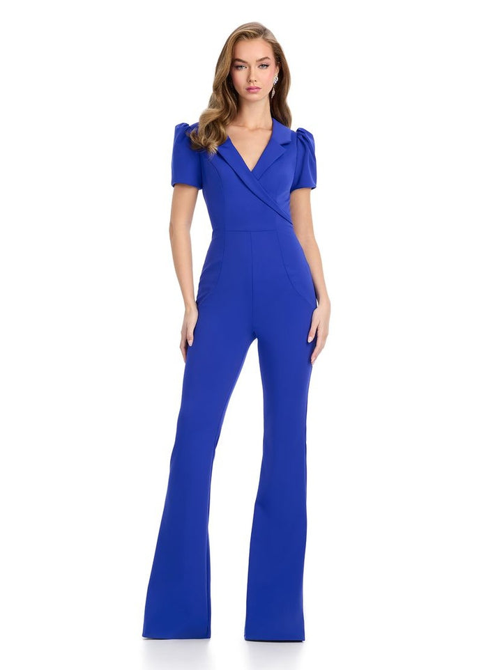Scuba Jumpsuit with Lapel Adorned Bustier