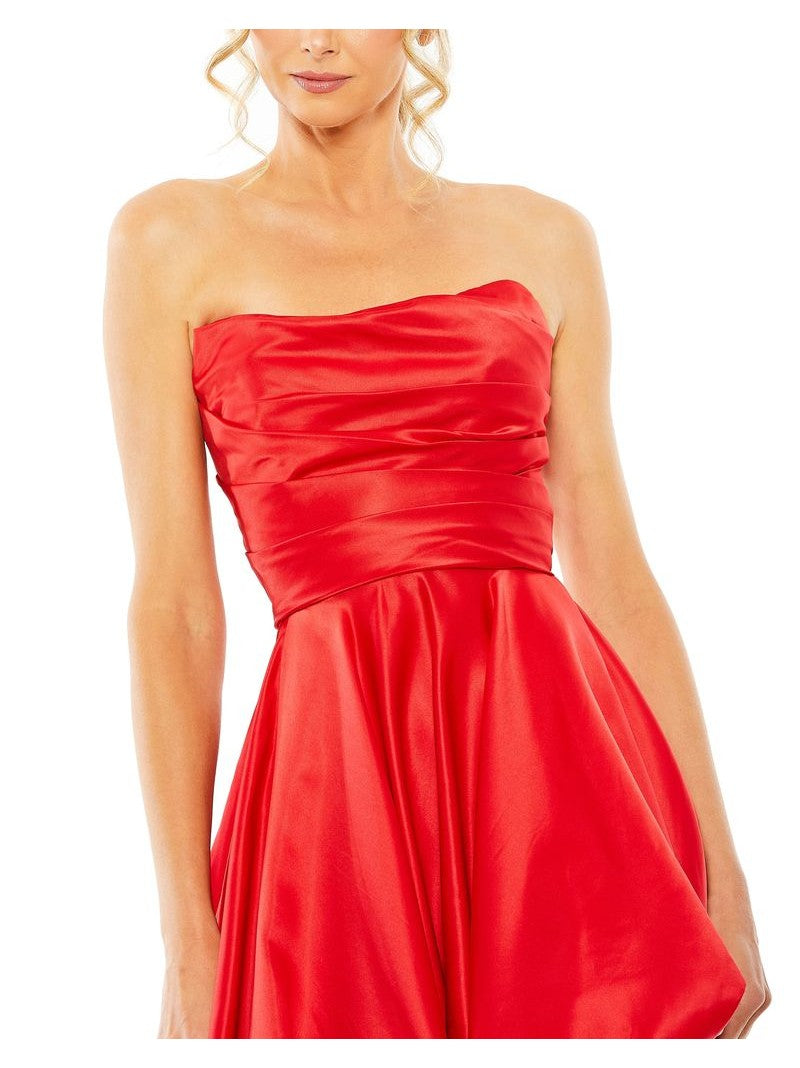 Strapless Ruched High Low Gown