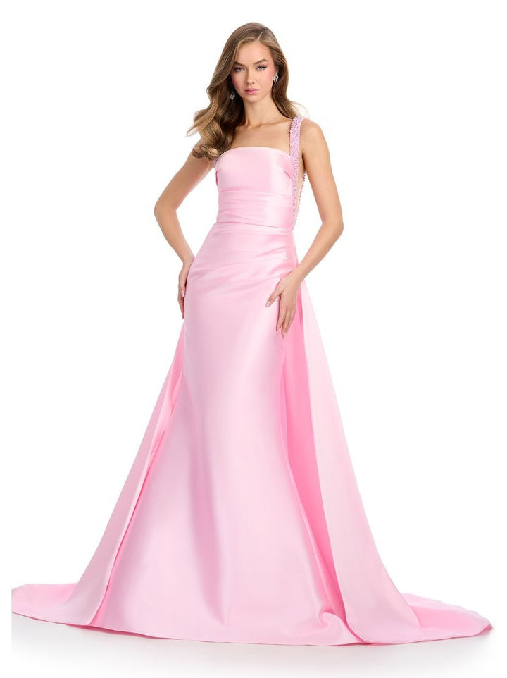 Column Mikado Gown with Overskirt