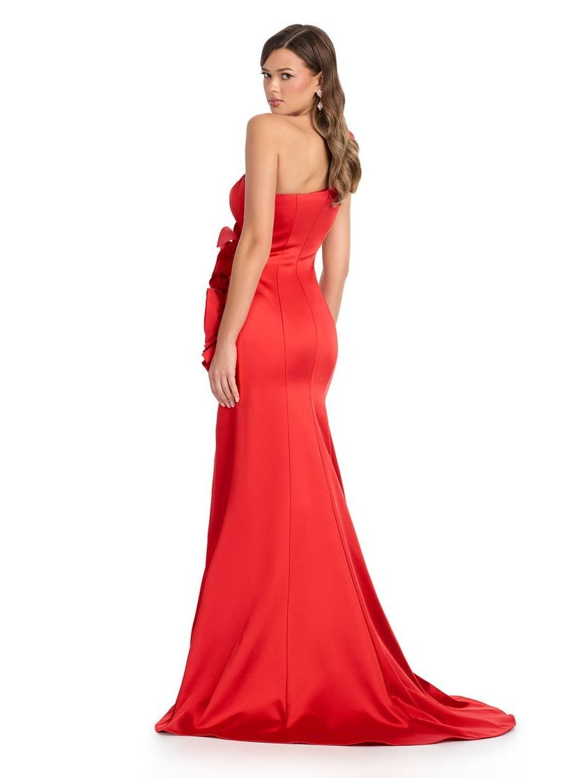 Flower Adorned Gown with Cut Out