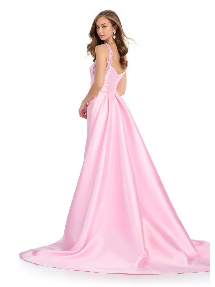 Column Mikado Gown with Overskirt