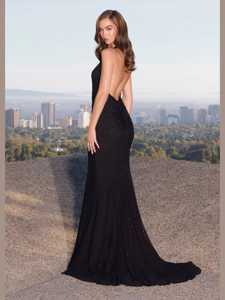Fitted Gown with Halter Neckline & Open Back