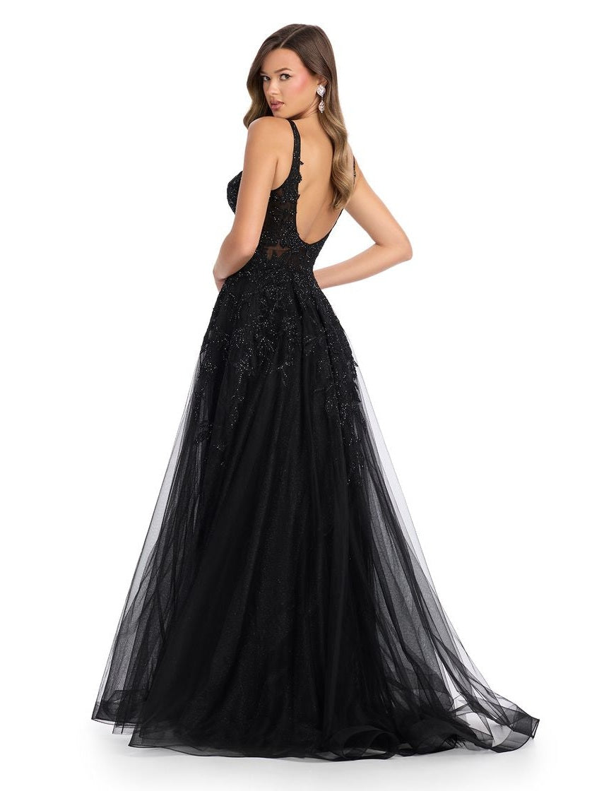 Tulle Ball Gown with Emboridered Applique