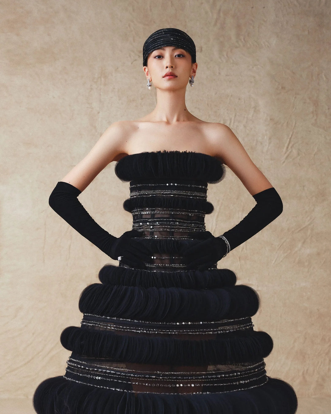 Mesh midi dress with black beads The Designer Atelier - By Varuna Jani Mesh midi dress with black beads The Designer Atelier - By Varuna Jani