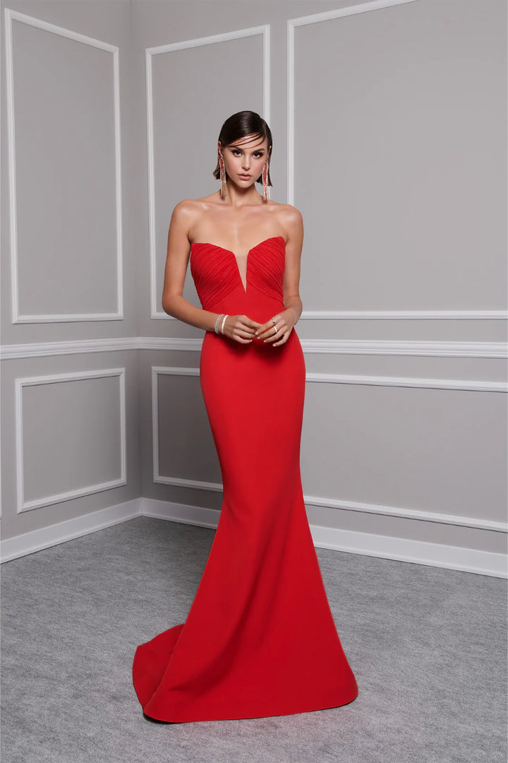 Crepe Organza Cape Gown