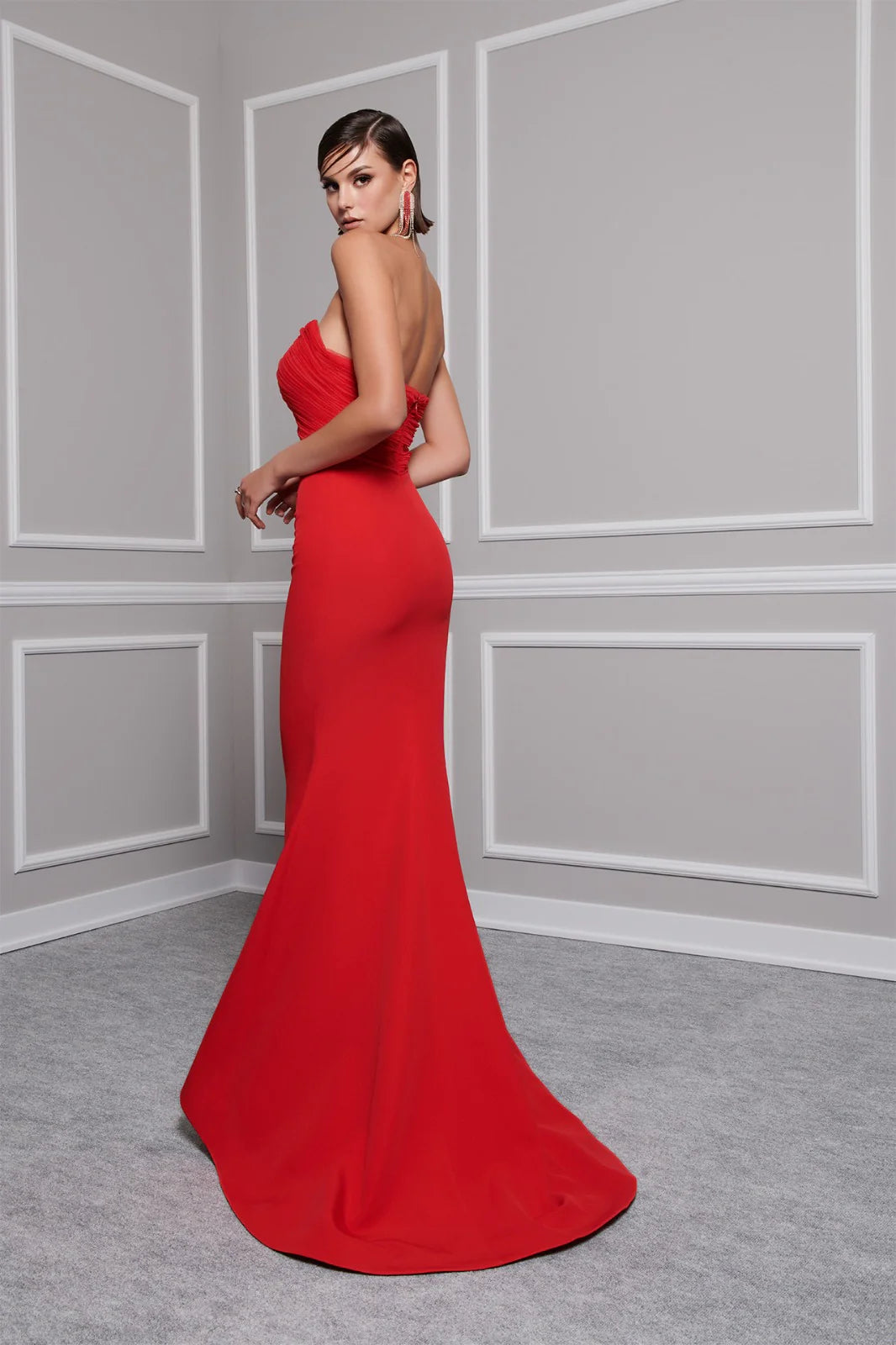 Crepe Organza Cape Gown