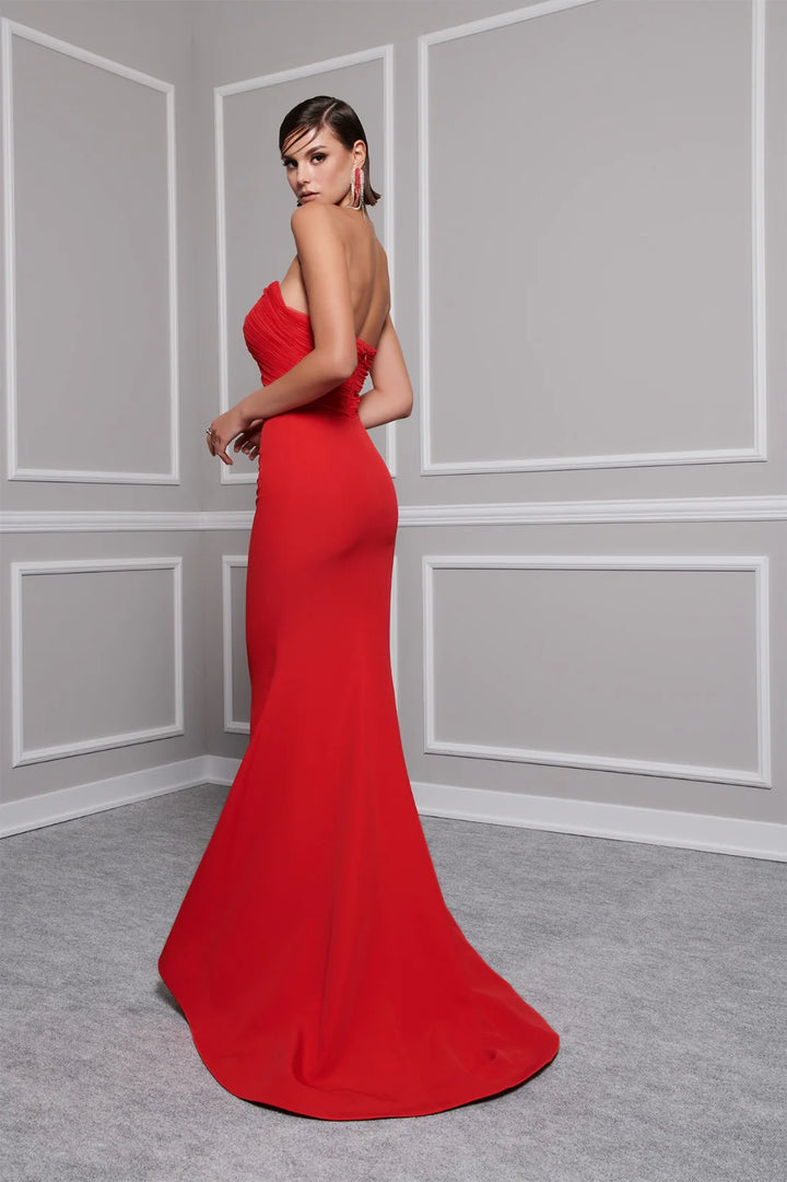 Crepe Organza Cape Gown