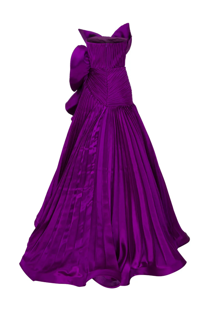 Ruffled Pleated Fabric Gown