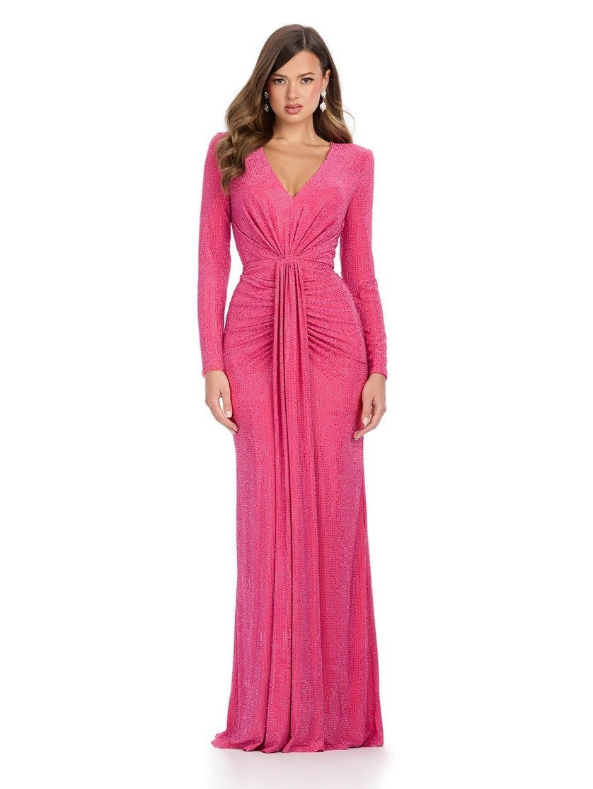 Long Sleeve Gown with V-Neckline