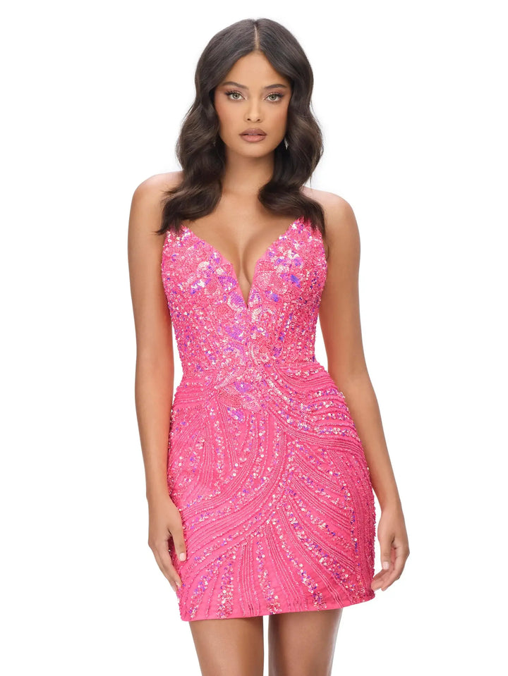 Ornate Bead Patten Mini Dress