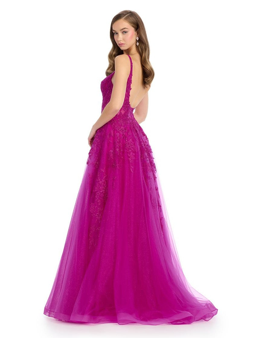 Tulle Ball Gown with Emboridered Applique