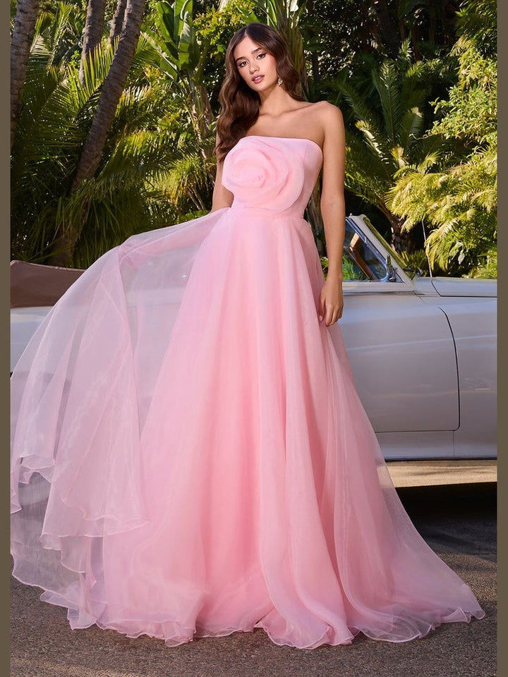 Organza Ball Gown with Flower Accent