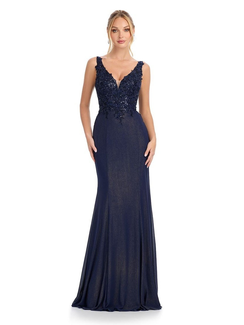 Chiffon Gown with Sheer Cape