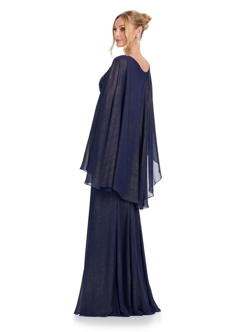 Chiffon Gown with Sheer Cape