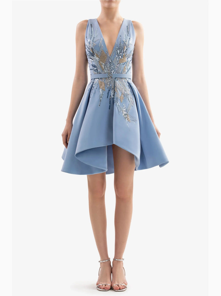 Short Embroidered Pleated Dress