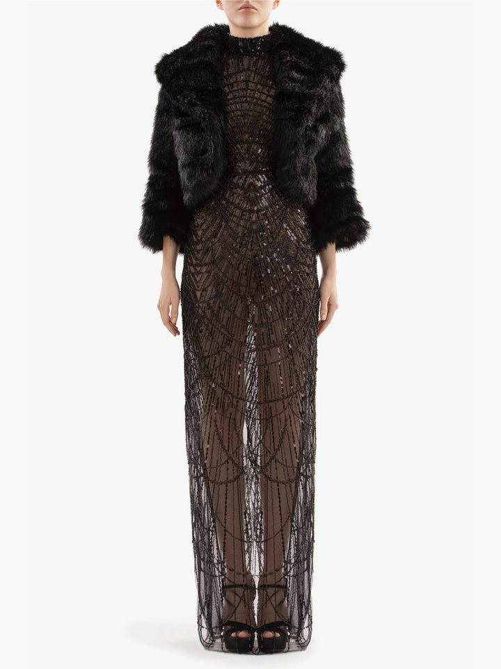 JET BLACK FUR COAT