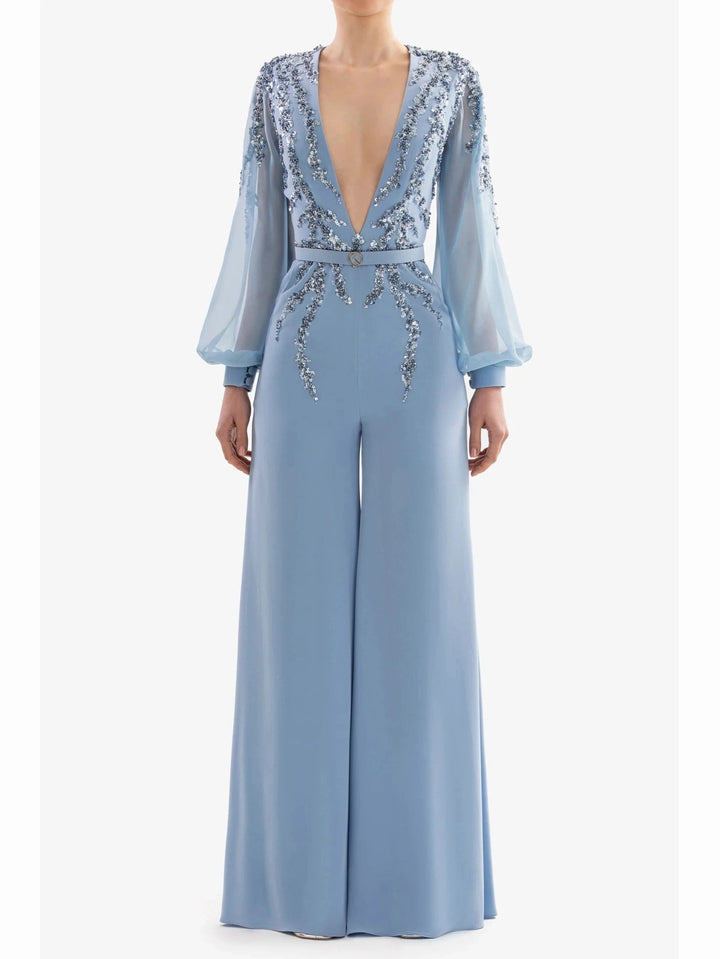 BLUE CREPE JUMPSUIT