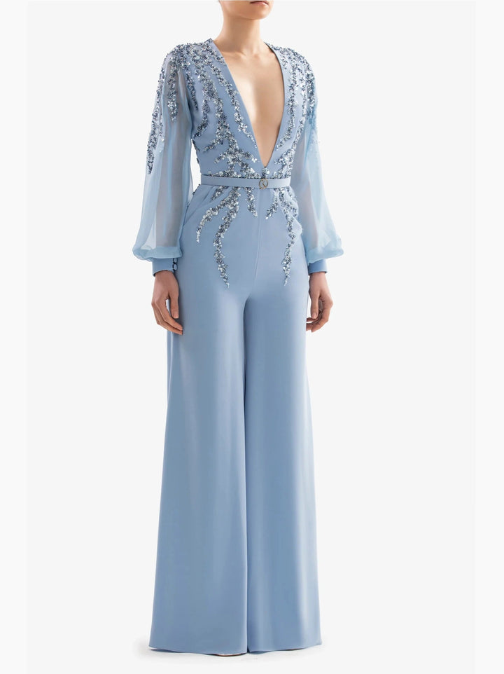 BLUE CREPE JUMPSUIT