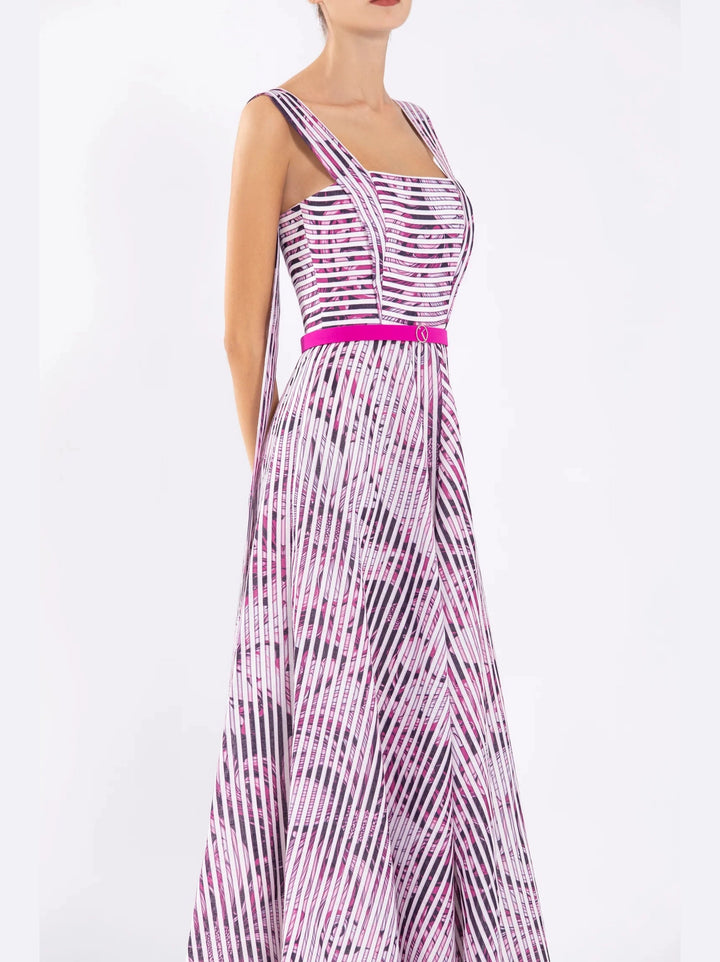MULTI LINEN PRINTED DRESS