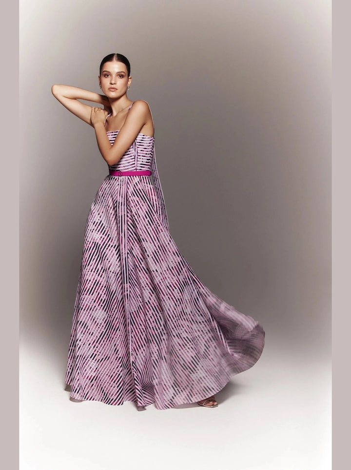 MULTI LINEN PRINTED DRESS