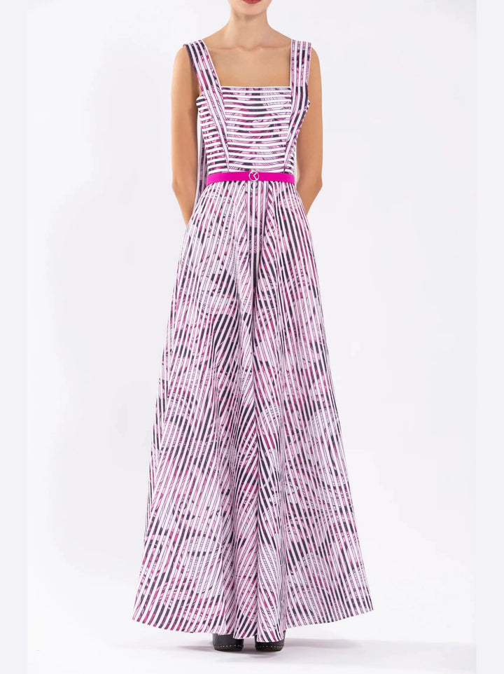 MULTI LINEN PRINTED DRESS