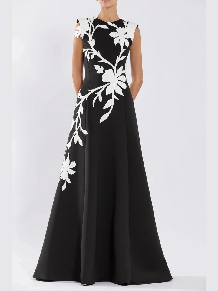 NEOPRENE
DRESS WITH LAZER CUT FLOWERS
