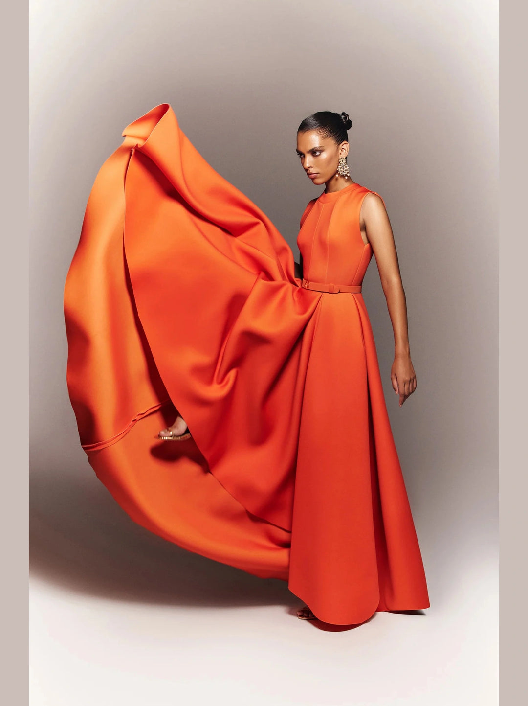 Tangerine Neprene High Low Dress