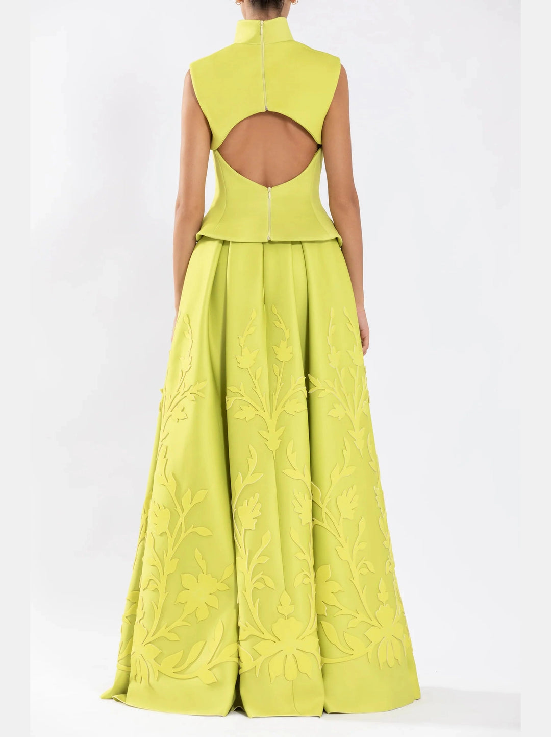 Lime Neoprene Pleated Skirt