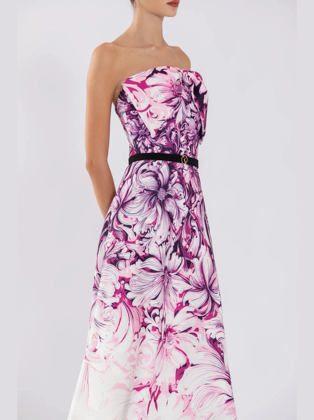 Magenta Neoprene Printed Dress