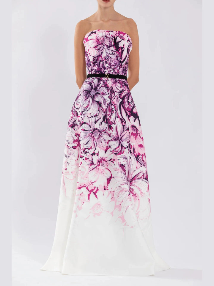 Magenta Neoprene Printed Dress