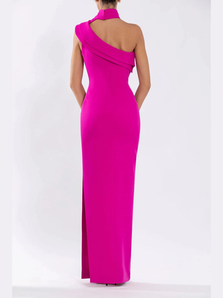 Crepe Dress with Cold Shoulder