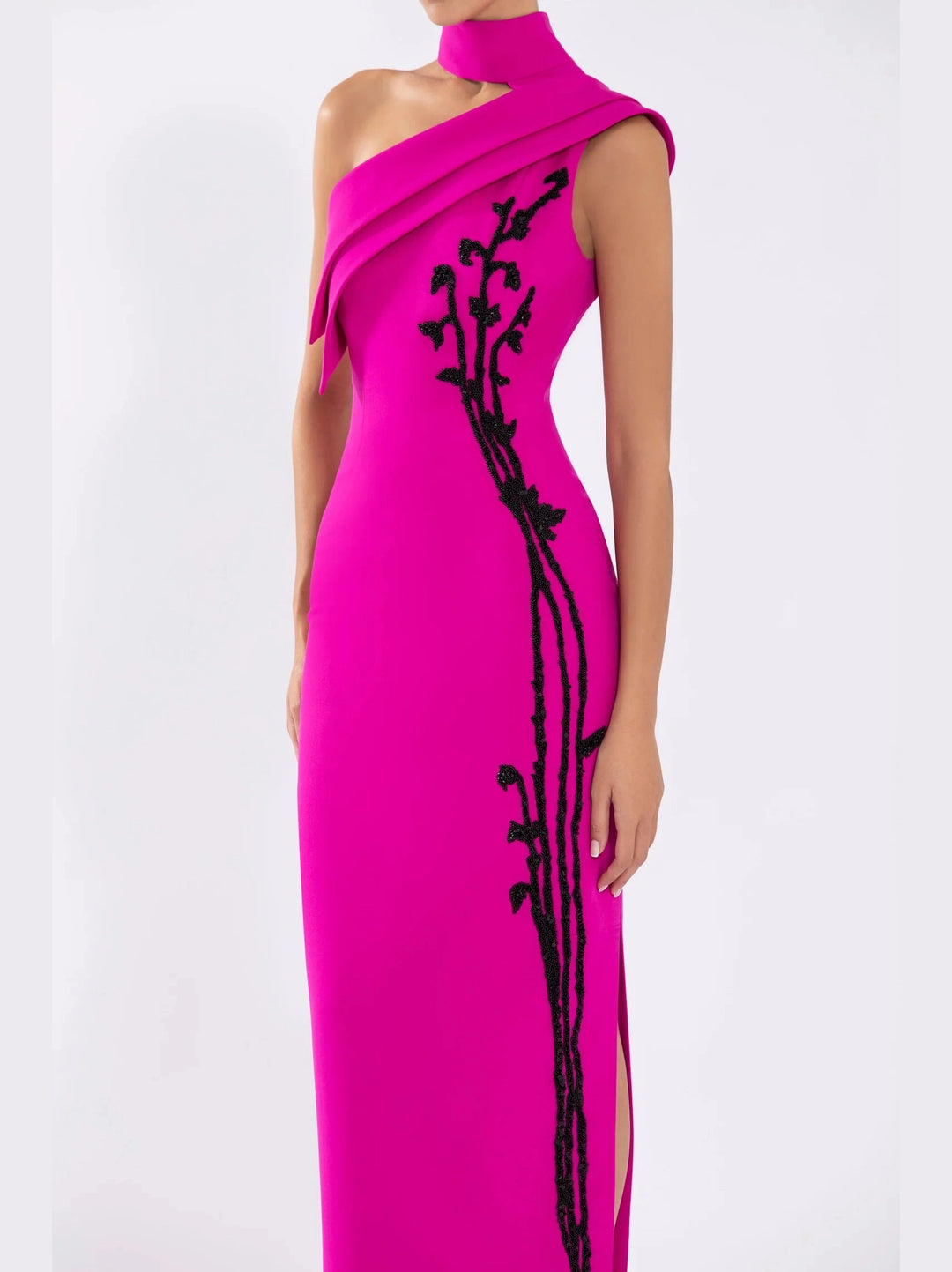 Crepe Dress with Cold Shoulder