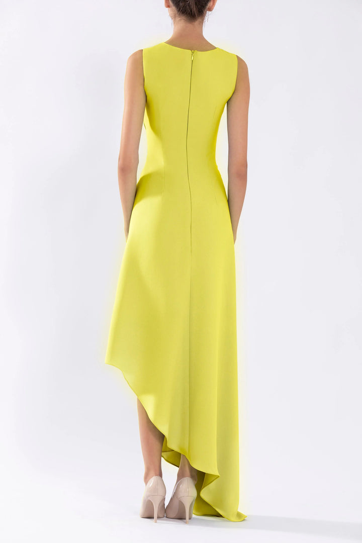 Crepe High Low Dress With Laser Cut Flowers