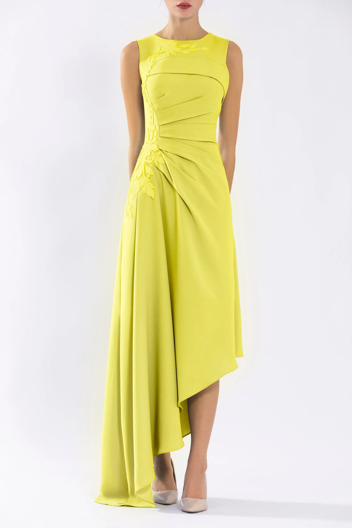 Crepe High Low Dress With Laser Cut Flowers