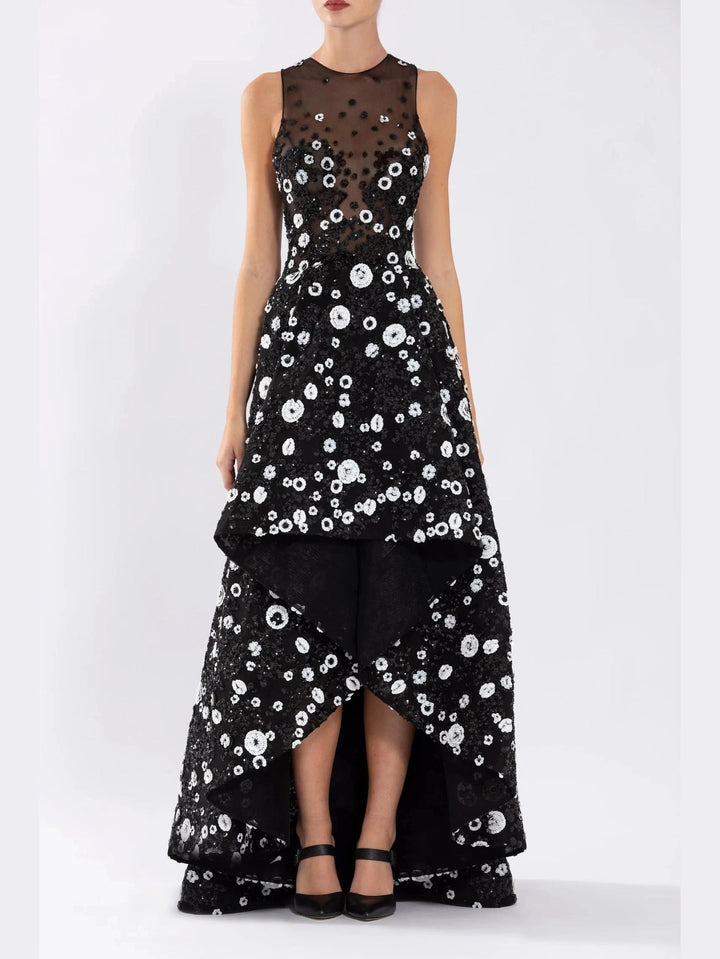 TULLE BEADED HIGH LOW  
DRESS