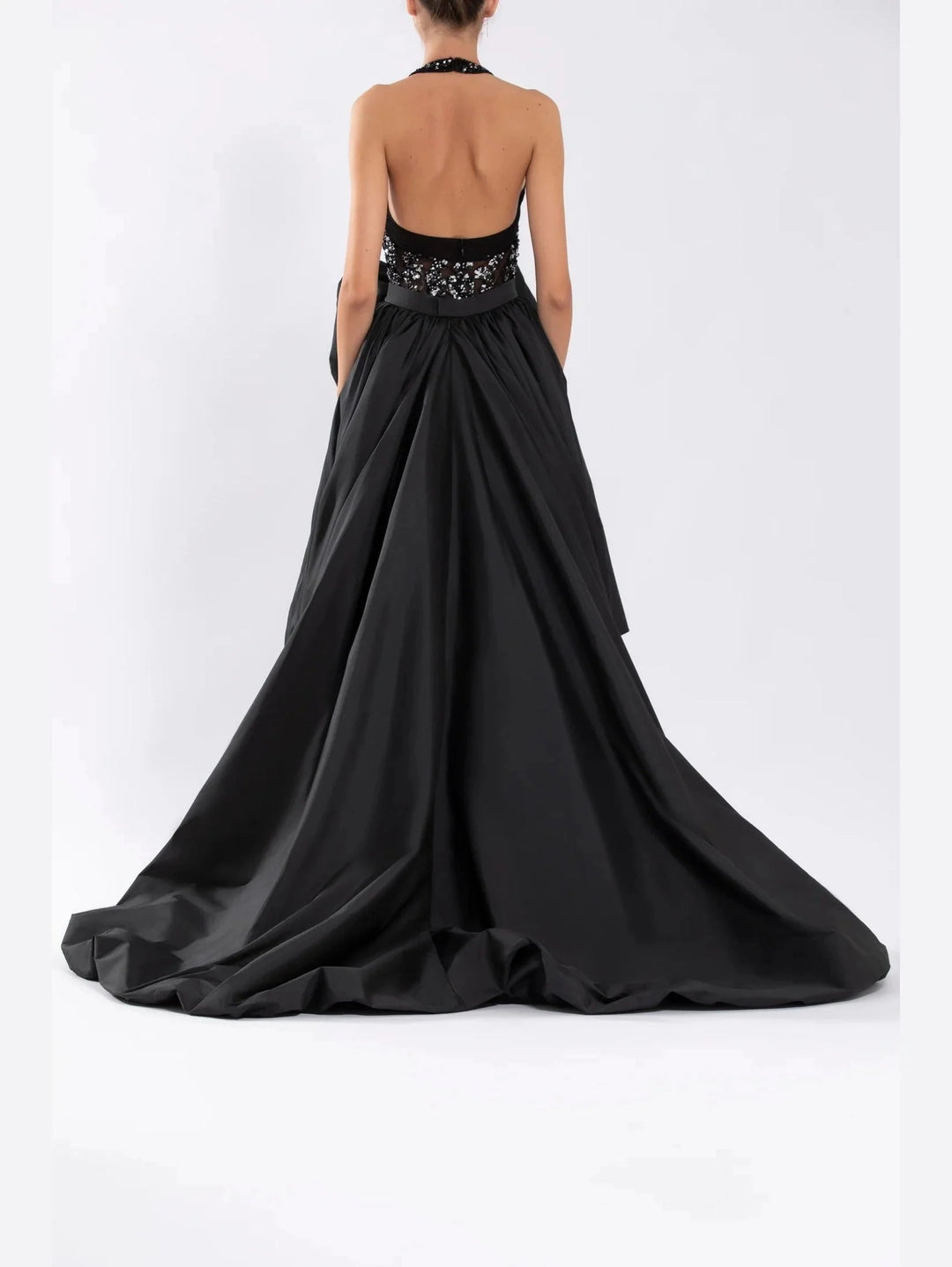 Tulle Beaded Jumpsuit with Halter Neckline