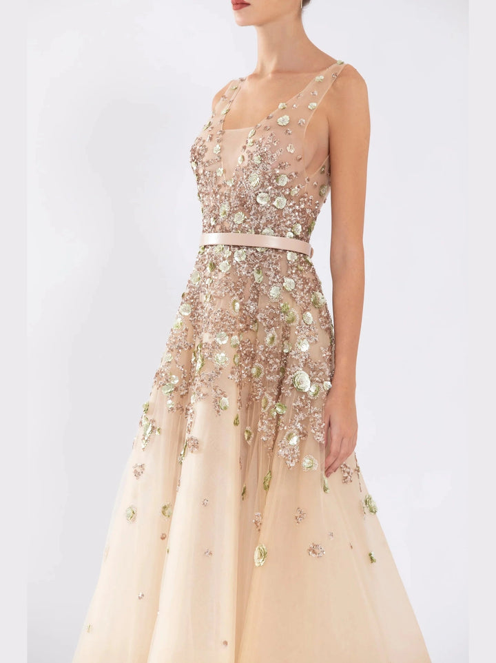 SKIN  TULLE BEADED
DRESS
