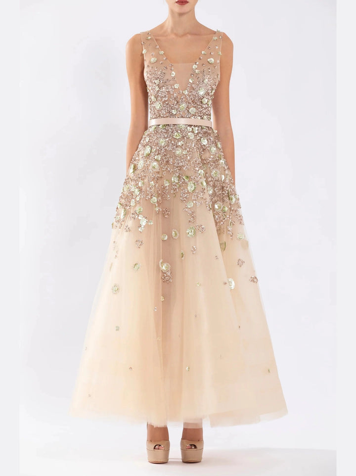 SKIN  TULLE BEADED
DRESS