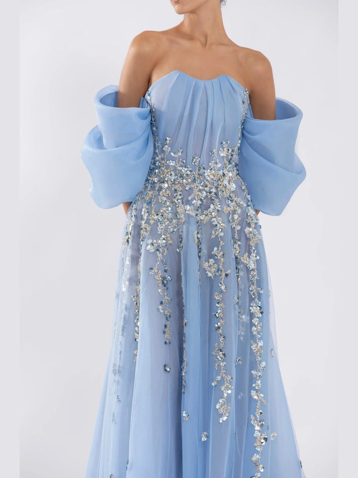 BLUE ORGANZA DRESS