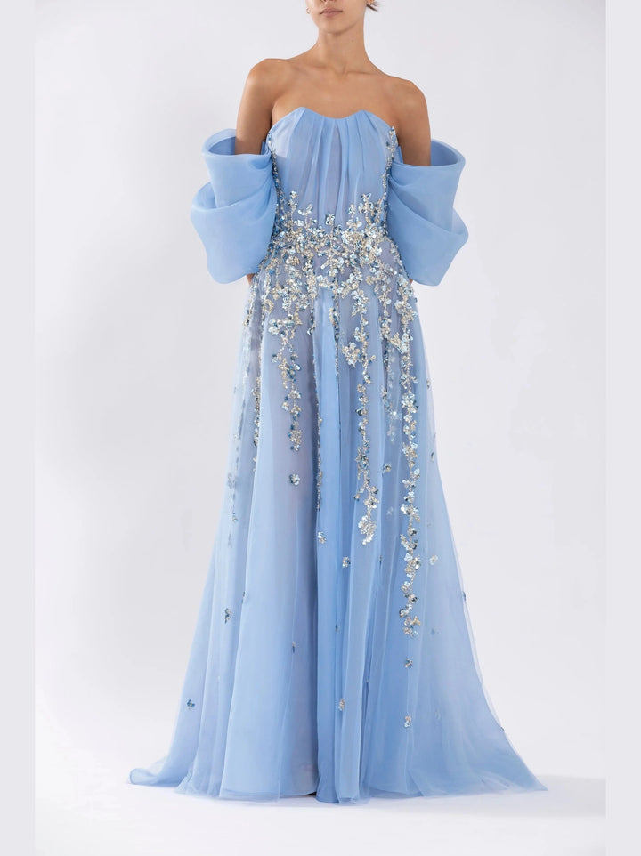 BLUE ORGANZA DRESS