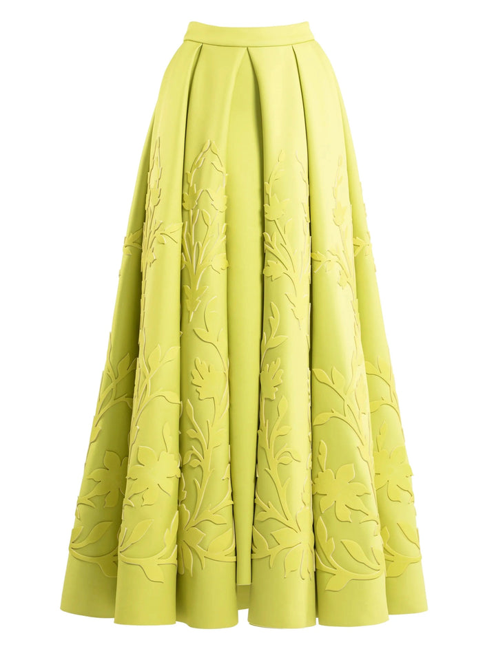 Lime Neoprene Pleated Skirt