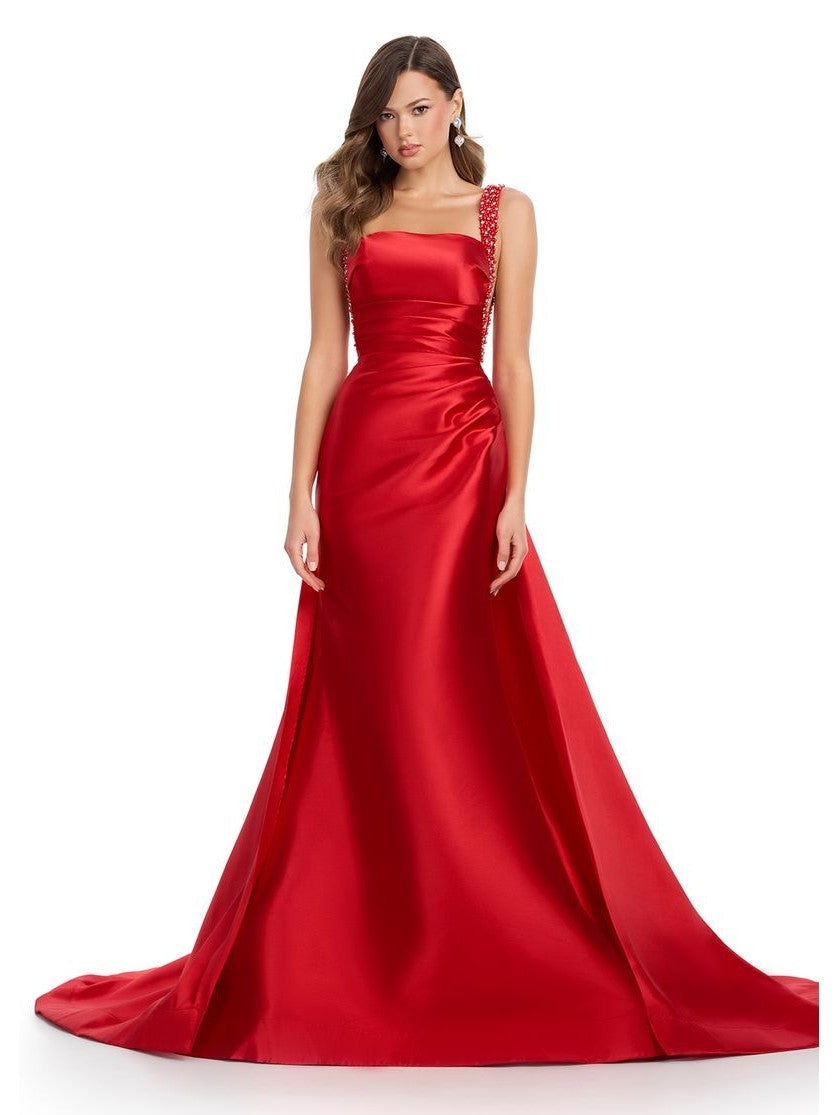 Column Mikado Gown with Overskirt