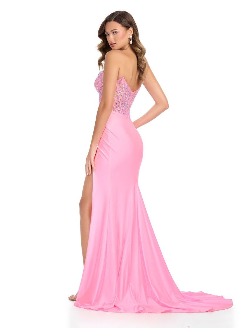 Jersey Gown with Beaded Corset Bustier
