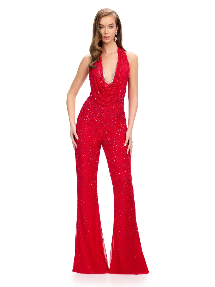 Halter Neck Beaded Jumpsuit