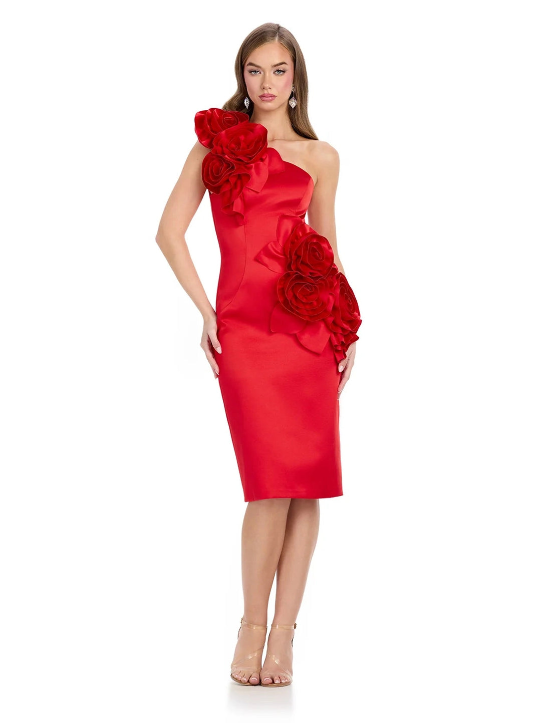 Cocktail Dress with Asymmetrical Floral Details