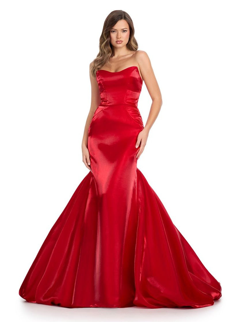 Satin Gown with Back Skirt