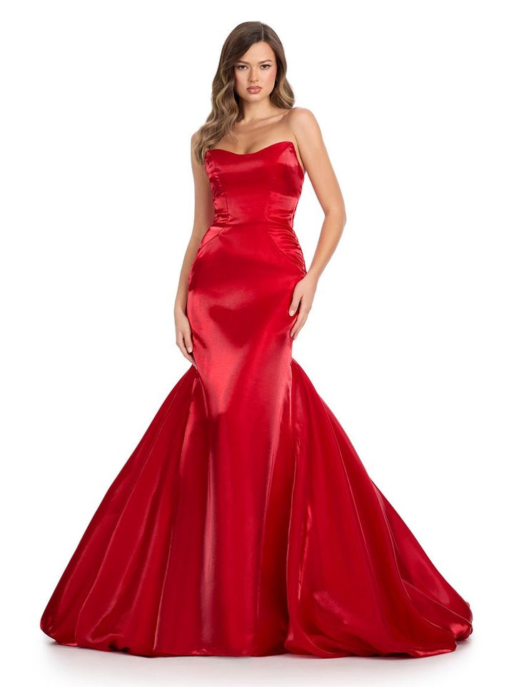 Satin Gown with Back Skirt